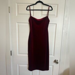 Reformation Merel Velvet Dress Bodycon Midi Backless Red Medium